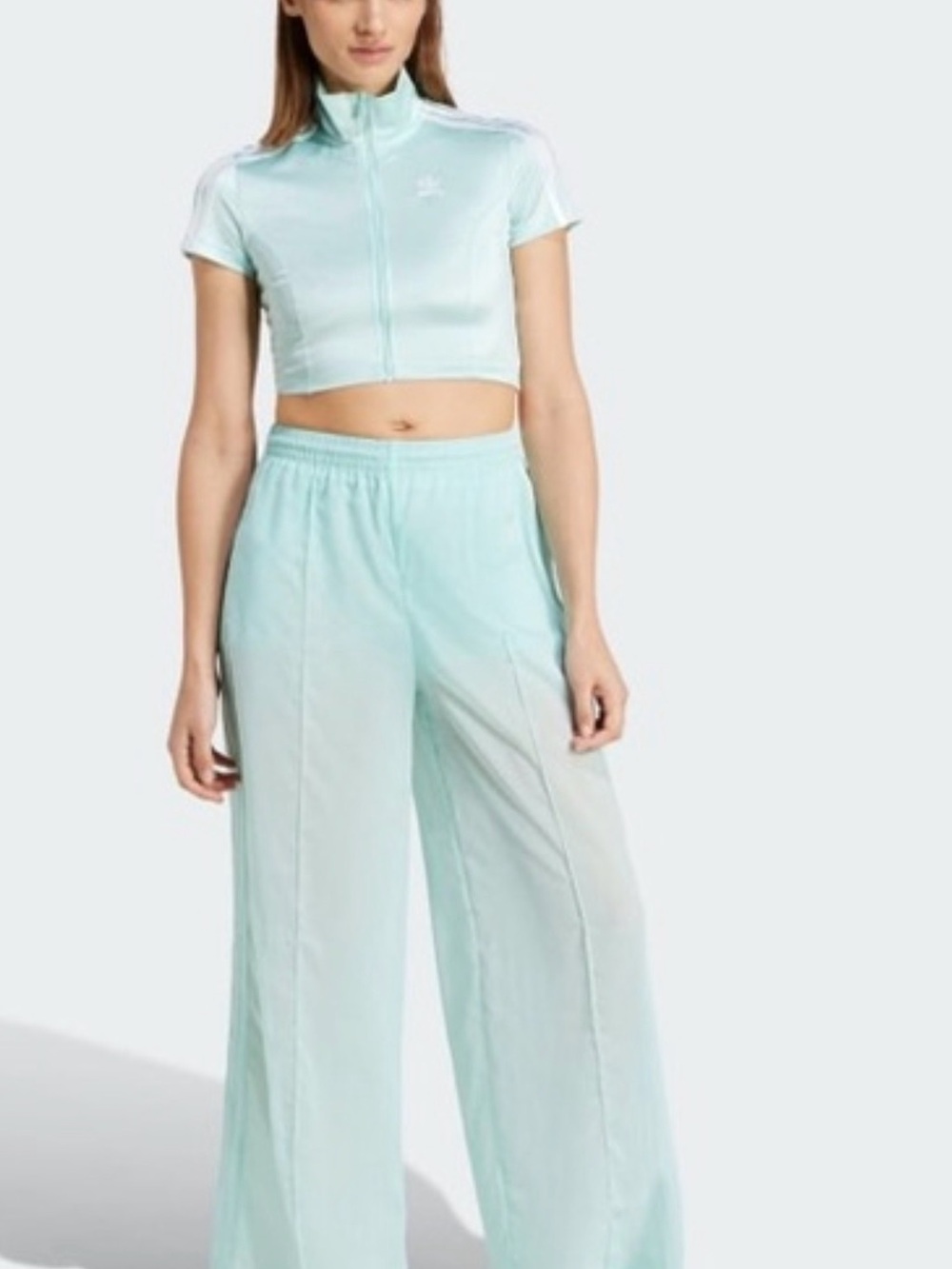 Addida Women's Mint Green blueish  Wide-Leg Track Pants NWT M
